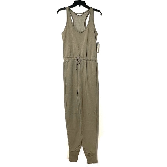 Olive Racerback Drawstring Waist Jogger Jumpsuit by Hippie Rose - Picture 10 of 13